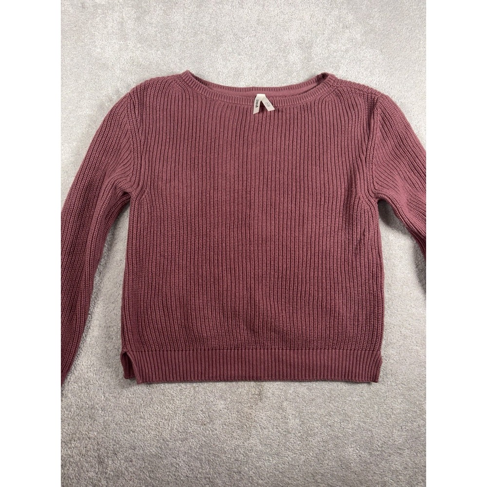 pact crew neck ribbed knit organic cotton mauve sweater small - Picture 2 of 7